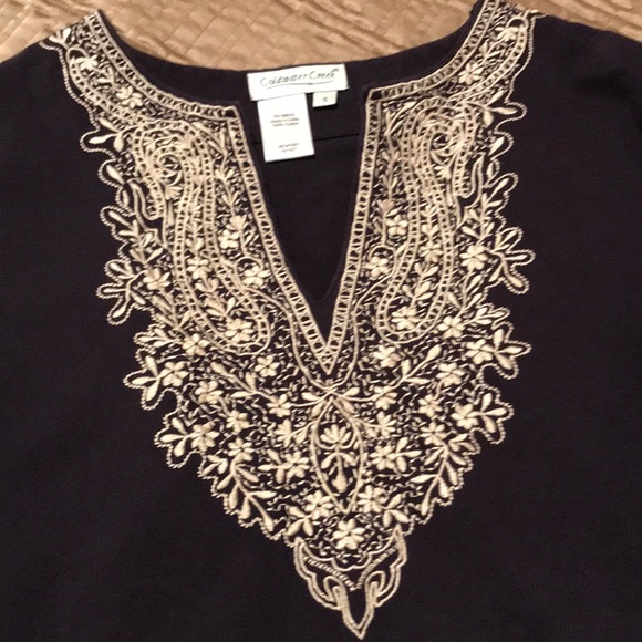 Coldwater Creek top, black with embroidery, S - Picture 4 of 8